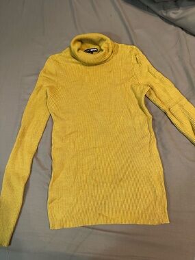 Fashion Nova Yellow Ribbed Turtleneck Sweater